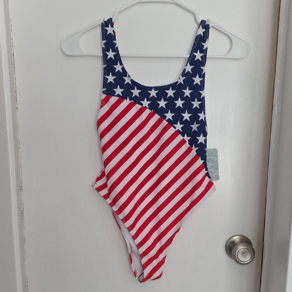 Forever 21 Patriotic Red and Blue Star Striped Swimsuit - Picture 1 of 12